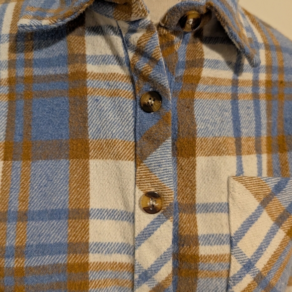 Plaid Button Down Shirt - Blue and Brown - Picture 4 of 9